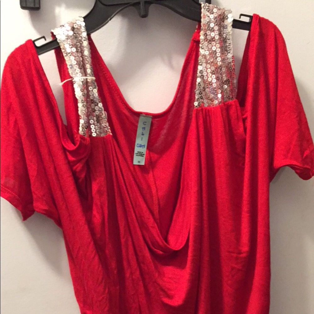 Sequin cold shoulder